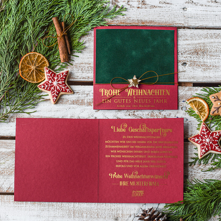 cartes ruban satin doré Cartes de Noël avec dorure à chaud, Cartes de Noël exclusives avec rubans, Cartes de Noël d'entreprise élégantes, Cartes de Noël avec rubans, Cartes de Noël personnalisées pour entreprises