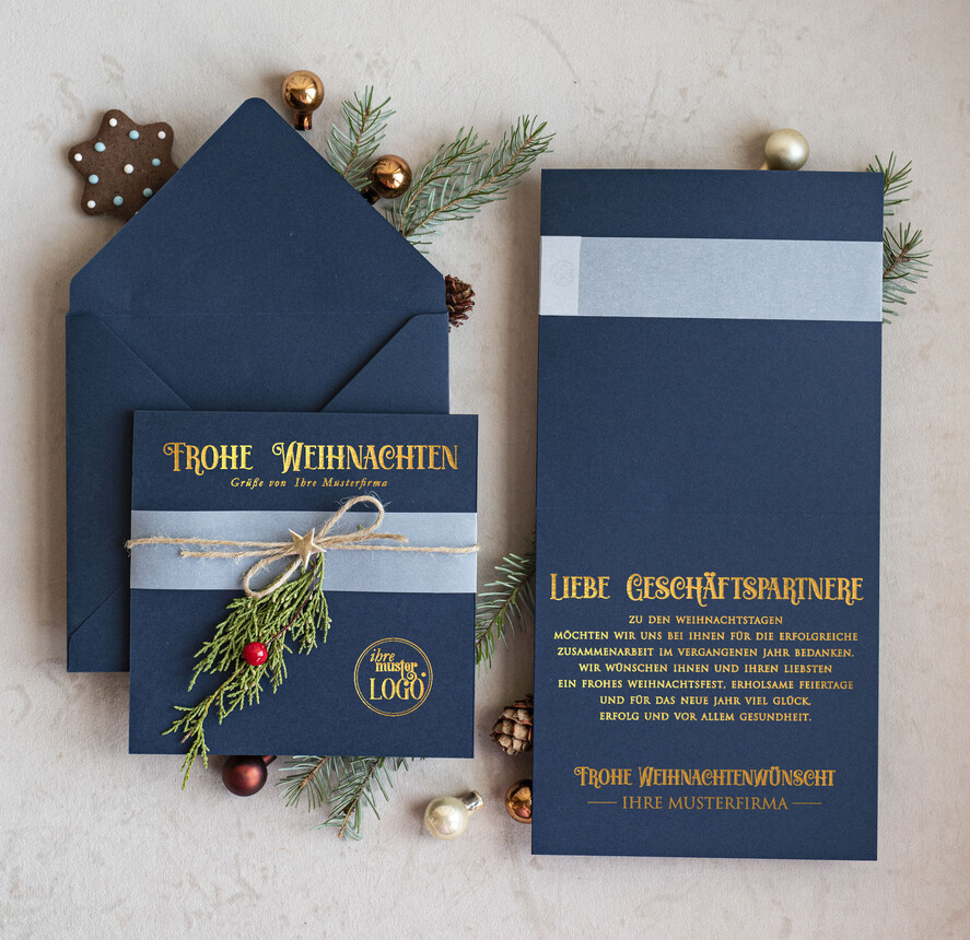 cartes ruban satin doré Cartes de Noël avec dorure à chaud, Cartes de Noël exclusives avec ruban, Carte de Noël d'entreprise raffinée, Cartes de Noël avec ruban satin, Cartes de Noël personnalisées pour entreprises