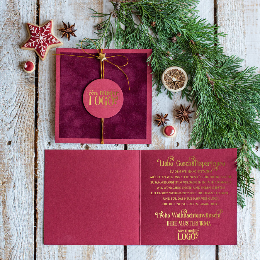 cartes ruban satin doré Cartes de Noël avec dorure à chaud, Cartes de Noël exclusives avec rubans, Cartes de Noël d'entreprise élégantes, Cartes de Noël avec rubans, Cartes de Noël personnalisées pour entreprises