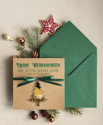 cartes avec pendentif en plexi doré Carte de Noël exclusive avec pendentif en plexi doré, avec nœud, cartes de Noël d'entreprise, avec rubans, personnalisées pour entreprises3