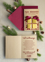 cartes avec pendentif en plexi doré Carte de Noël exclusive avec pièce en chocolat et ruban, cartes de Noël d'entreprise, avec rubans, personnalisées pour entreprises2