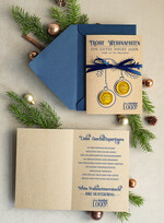 cartes avec pendentif en plexi doré Carte de Noël exclusive avec pièce en chocolat et ruban, cartes de Noël d'entreprise, avec rubans, personnalisées pour entreprises2