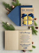 cartes avec pendentif en plexi doré Carte de Noël exclusive avec pièce en chocolat et ruban, cartes de Noël d'entreprise, avec rubans, personnalisées pour entreprises2