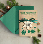 cartes avec pendentif en bois Carte de Noël exclusive avec pendentif en bois avec nœud, cartes de Noël d'entreprise, avec rubans, personnalisées pour entreprises2
