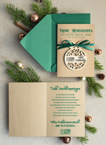 cartes avec pendentif en bois Carte de Noël exclusive avec pendentif en bois avec nœud, cartes de Noël d'entreprise, avec rubans, personnalisées pour entreprises2