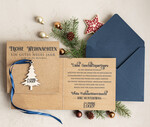 cartes avec pendentif en bois Carte de Noël exclusive avec pendentif en bois et ruban, Cartes de Noël d'entreprise, avec rubans, Personnalisées pour entreprises3