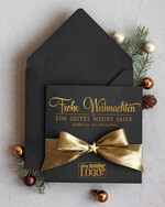 cartes ruban satin doré Cartes de Noël avec dorure à chaud, Cartes de Noël exclusives avec ruban, Carte de Noël d'entreprise raffinée, Cartes de Noël avec ruban satin, Cartes de Noël personnalisées pour entreprises2