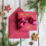 cartes ruban satin doré Cartes de Noël avec dorure à chaud, Cartes de Noël exclusives avec nœuds, Cartes de Noël d'entreprise élégantes, Cartes de Noël avec rubans, Cartes de Noël personnalisées pour entreprises3